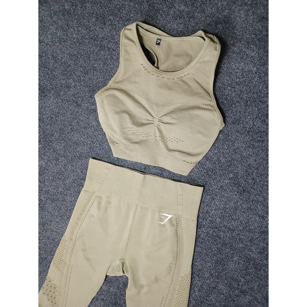 Gymshark Womens Small Energy+ Seamless Leggings & Sports Bra Green